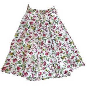 NWT white linen feel skirt floral